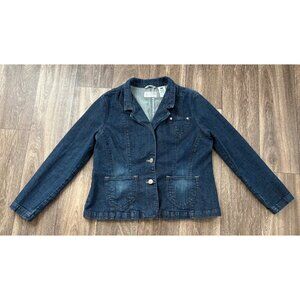 LEVI'S Y2K WOMENS 1X DENIM BLAZER BLUE DOUBLE POCKETS BUTTONS CASUAL